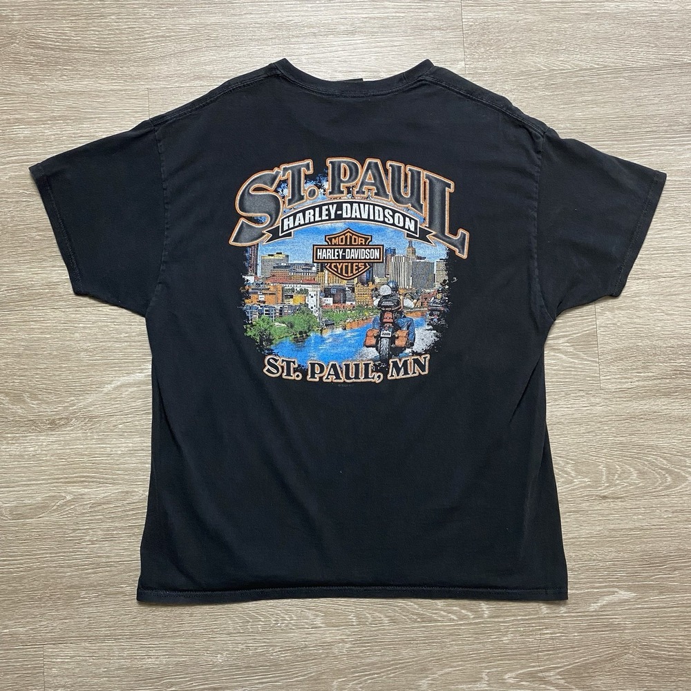 Harley Davidson St. Paul Minnesota Graphic Shirt Men's XL Black Motorcycle Biker